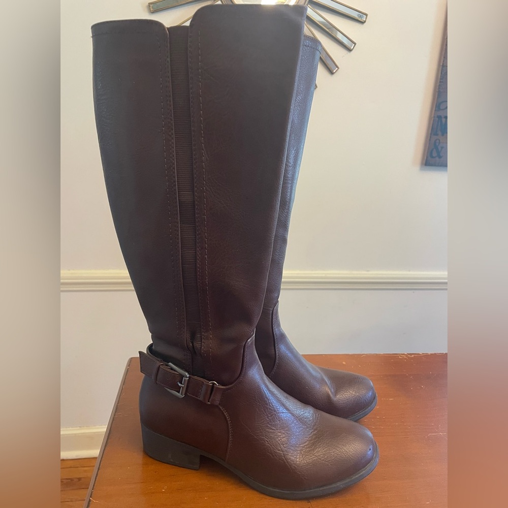 Croft & Barrow Dark Brown Tall Riding Boots with Buckle